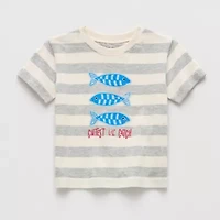 Okie Dokie Baby Boys Round Neck Short Sleeve Regular Fit Graphic T-Shirt