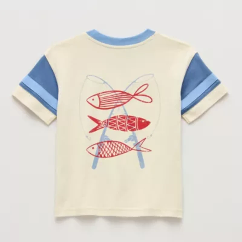 Okie Dokie Toddler & Little Boys Round Neck Short Sleeve Relaxed Fit Graphic T-Shirt