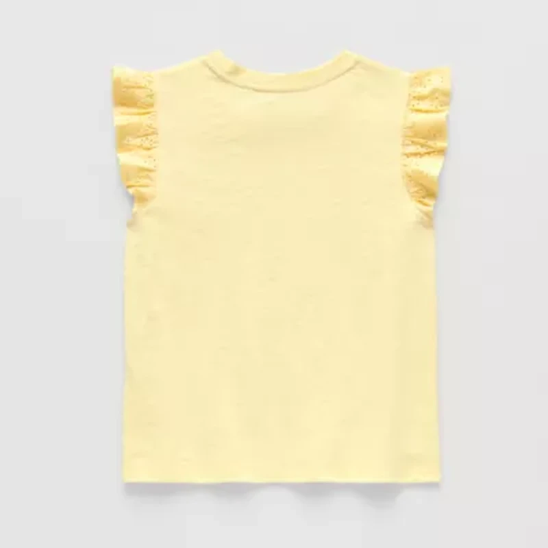 Thereabouts Little & Big Kid Girls Crew Neck Short Sleeve Embroidered T-Shirt