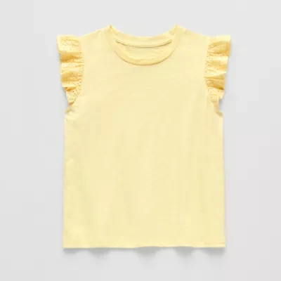 Thereabouts Little & Big Kid Girls Crew Neck Short Sleeve Embroidered T-Shirt