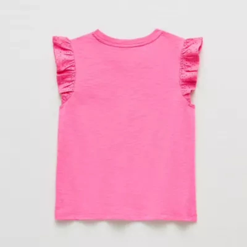 Thereabouts Little & Big Kid Girls Crew Neck Short Sleeve Embroidered T-Shirt