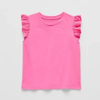 Thereabouts Little & Big Kid Girls Crew Neck Short Sleeve Embroidered T-Shirt