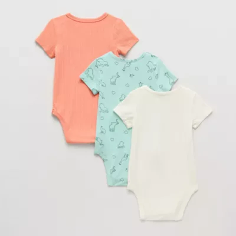 Proudly™ Baby Unisex Envelope Neck Short Sleeve Rib 3-pc. Bodysuit