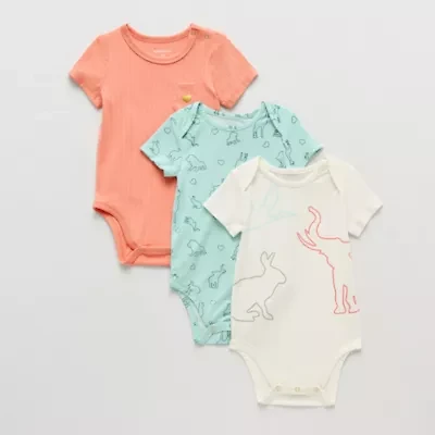 Proudly™ Baby Unisex Envelope Neck Short Sleeve Rib 3-pc. Bodysuit
