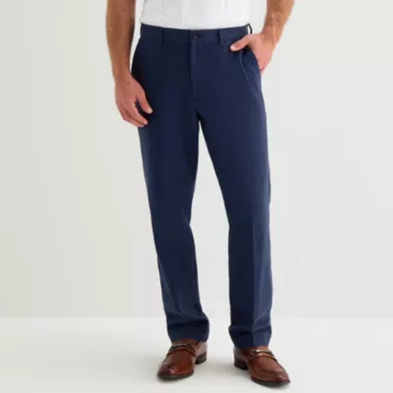 Stafford Linen Blend Mens Classic Fit Dress Flat Front Pant