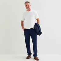 Stafford Linen Blend Mens Classic Fit Dress Flat Front Pant