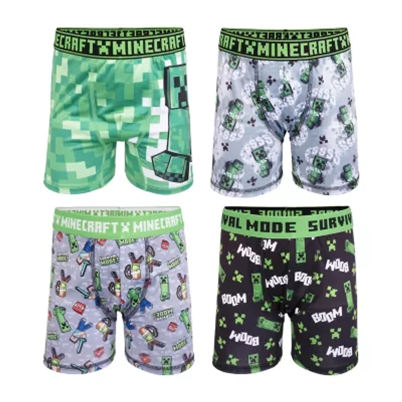 Little & Big Kid Boys Minecraft 4 Pack Boxer Briefs Babp2439