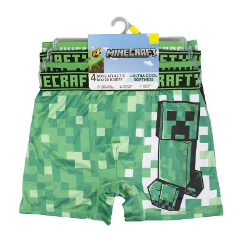 Little & Big Kid Boys Minecraft 4 Pack Boxer Briefs Babp2439