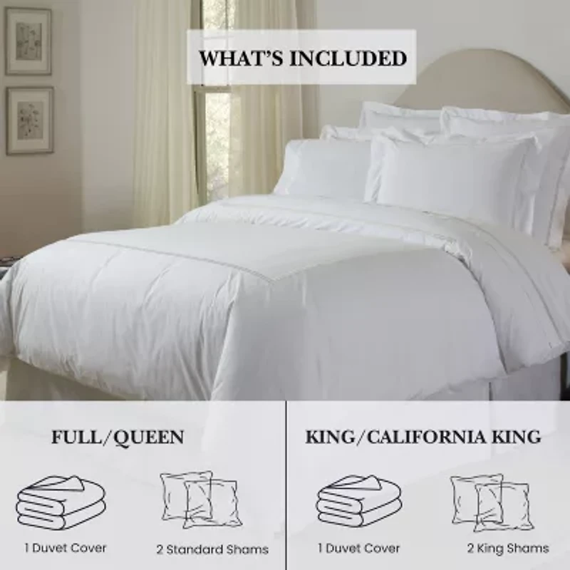 Pointehaven Double Stitch Cotton Percale Oversized Zipper Closure 3-pc. Duvet Cover Set