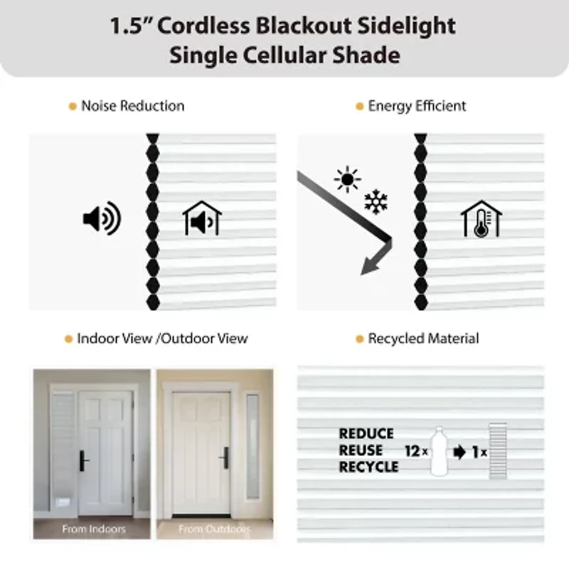 Eco Estates Sidelight Cut-To-Width Cordless 100% Blackout Cellular Shade
