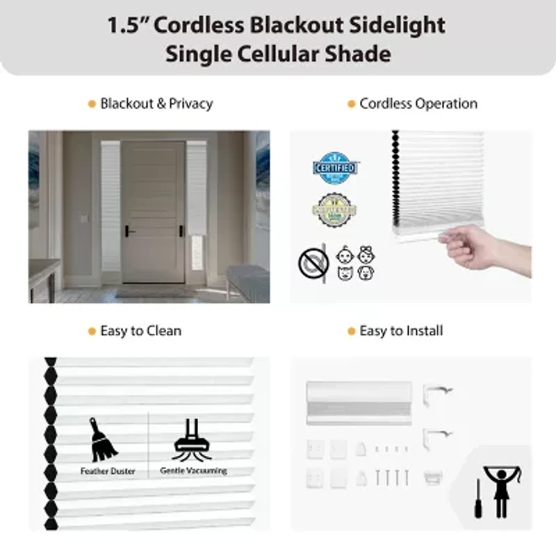 Eco Estates Sidelight Cut-To-Width Cordless 100% Blackout Cellular Shade