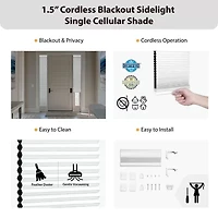 Eco Estates Sidelight Cut-To-Width Cordless 100% Blackout Cellular Shade