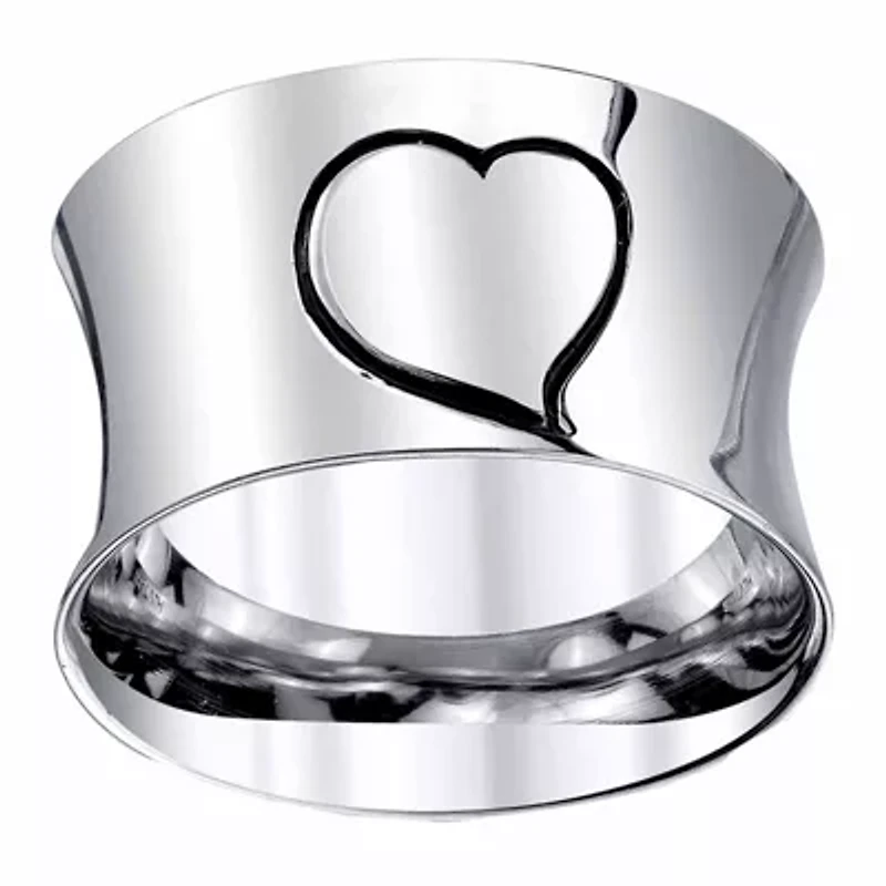Womens Sterling Silver Heart Band