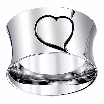 Womens Sterling Silver Heart Band