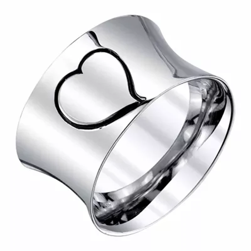 Womens Sterling Silver Heart Band