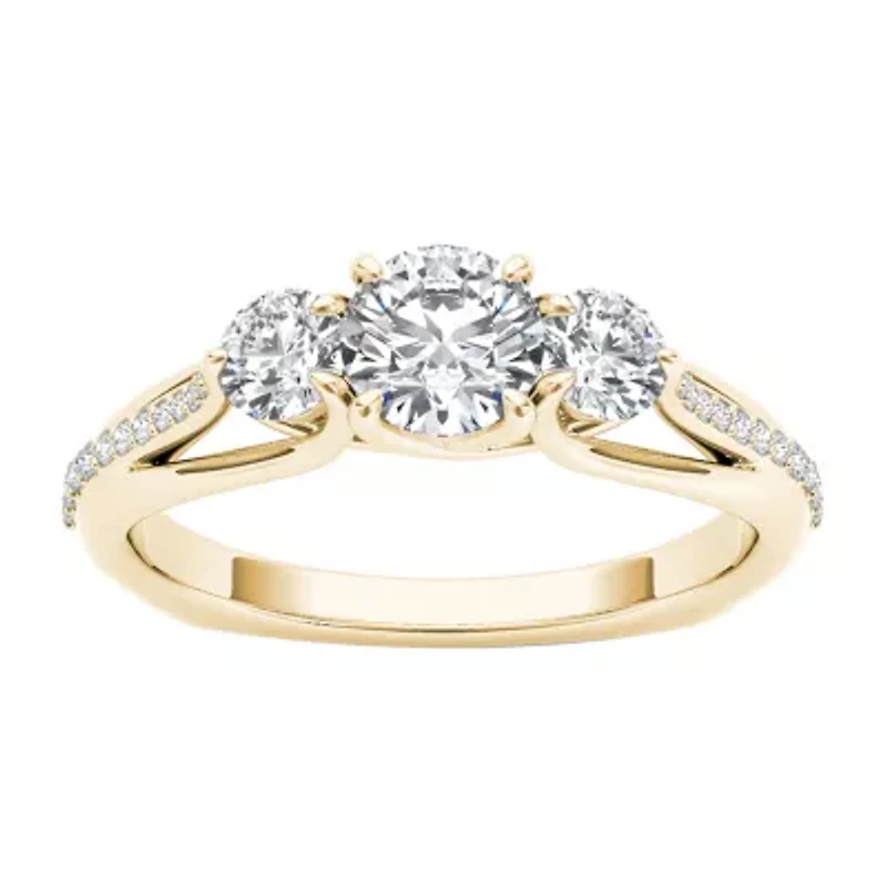 Love Lives Forever Womens 1 CT. T.W. Natural White Diamond 14K Gold Round 3-Stone Engagement Ring