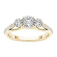 Love Lives Forever Womens 1 CT. T.W. Natural White Diamond 14K Gold Round 3-Stone Engagement Ring