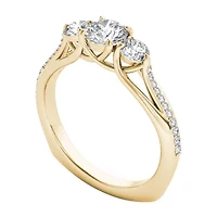 Love Lives Forever Womens 1 CT. T.W. Natural White Diamond 14K Gold Round 3-Stone Engagement Ring