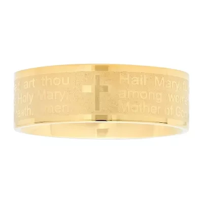 Steeltime Hail Mary Prayer Mens 6MM 18K Gold Over Stainless Steel Band