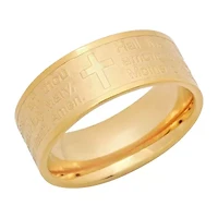 Steeltime Hail Mary Prayer Mens 6MM 18K Gold Over Stainless Steel Band