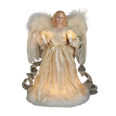 Kurt Adler 12" Ivory Lighted Angel Christmas Tree Topper