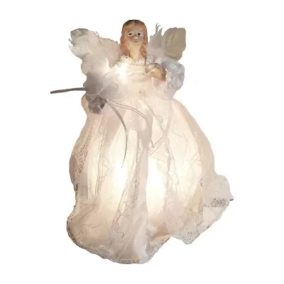 Kurt Adler 9" White Dress Angel Lighted Treetopper