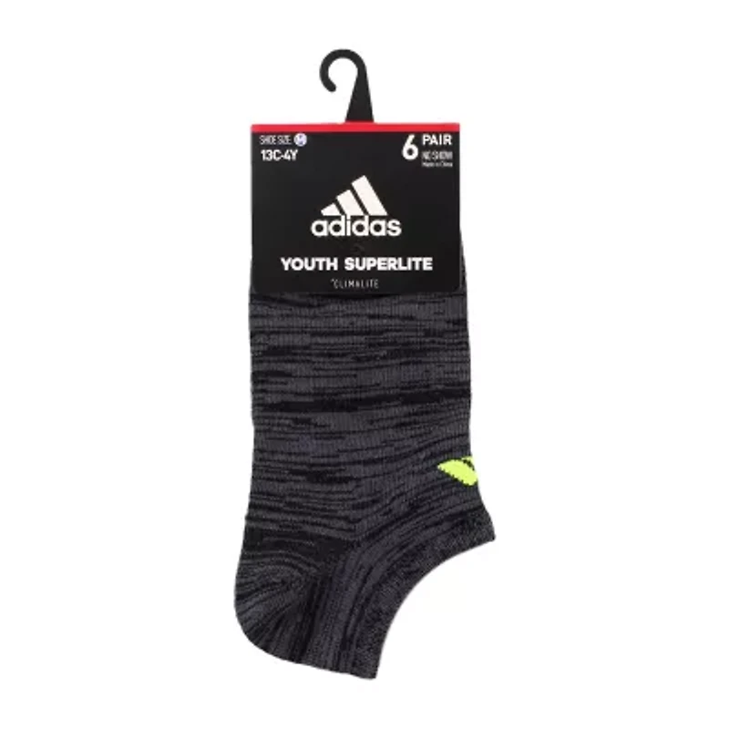 adidas Little & Big Kid Boys Multi-Pack 6 Pair No Show Socks