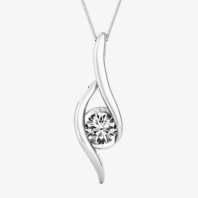 Sirena Womens 1/8 CT. T.W. Genuine White Diamond 14K White Gold 18 Inch Pendant Necklace