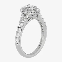 H-I / Si1-Si2) Womens / CT. T.W. Lab Grown White Diamond 10K Gold Oval Side Stone Halo Bridal Set