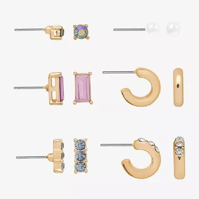 Bijoux Bar Delicates Womens Multi Color Glass 6 Pair Earring Set