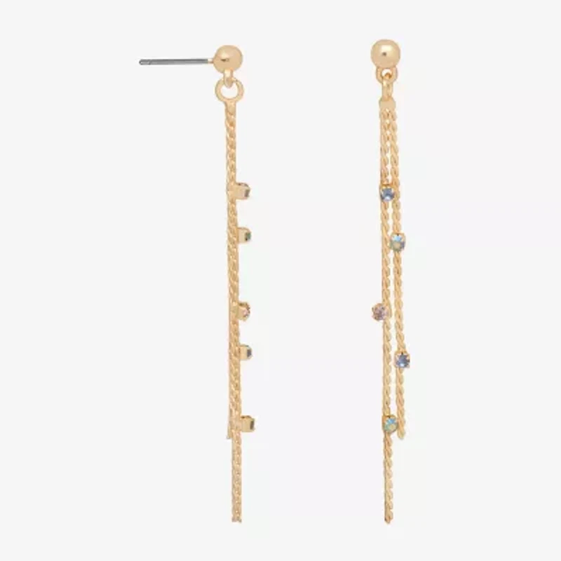 Bijoux Bar Delicates Gold Tone Womens Multi Color Glass Drop Earrings