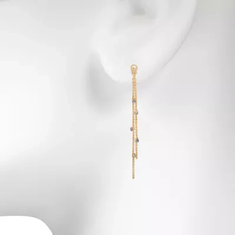 Bijoux Bar Delicates Gold Tone Womens Multi Color Glass Drop Earrings