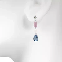 Bijoux Bar Delicates Silver Tone Womens Multi Color Glass Drop Earrings