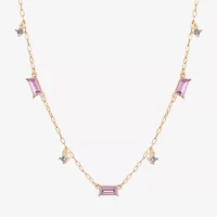 Bijoux Bar Delicates Gold Tone Womens Multi Color 16 Inch Collar Necklace