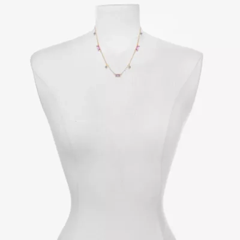 Bijoux Bar Delicates Gold Tone Womens Multi Color 16 Inch Collar Necklace