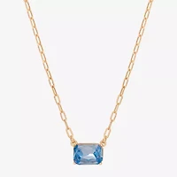 Bijoux Bar Delicates Gold Tone Womens Blue Glass 16 Inch Pendant Necklace