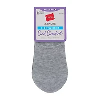 Hanes Cool Comfort Lightweight Womens Multi-Pack 6 Pair Liner Socks