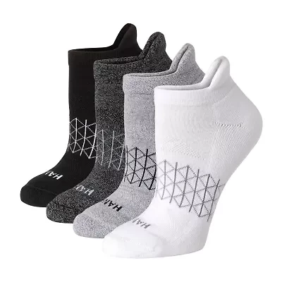 Hanes Absolute Active Heel Tab Womens 4 Pair No Show Socks