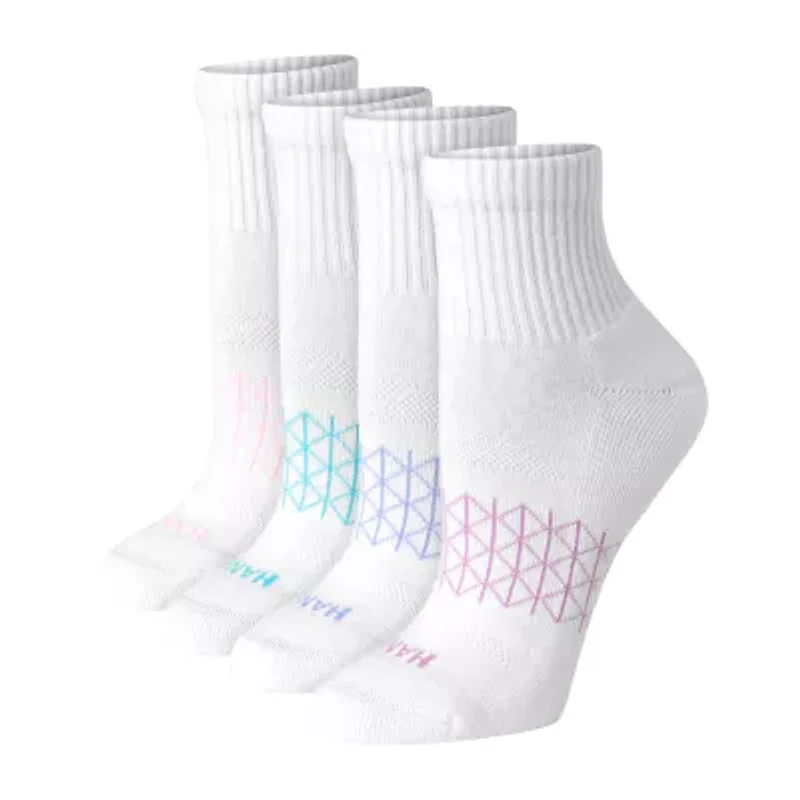 Hanes Absolute Active Womens Breathable 4 Pair Quarter Ankle Socks