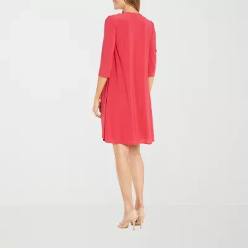 R & M Richards Womens Jacket Dress With Removable Necklace
