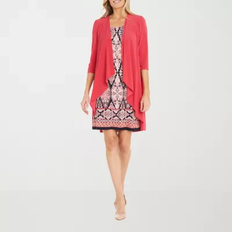 R & M Richards Womens Jacket Dress With Removable Necklace
