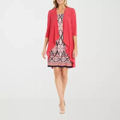 R & M Richards Womens Jacket Dress With Removable Necklace