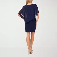 MSK Womens Beaded 3/4 Sleeve Sheath Dress
