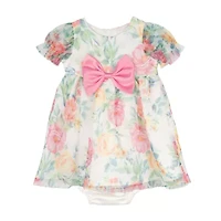 Rare Editions Baby Girls Sleeveless Puffed Sleeve Flower Girl Fit + Flare Dress