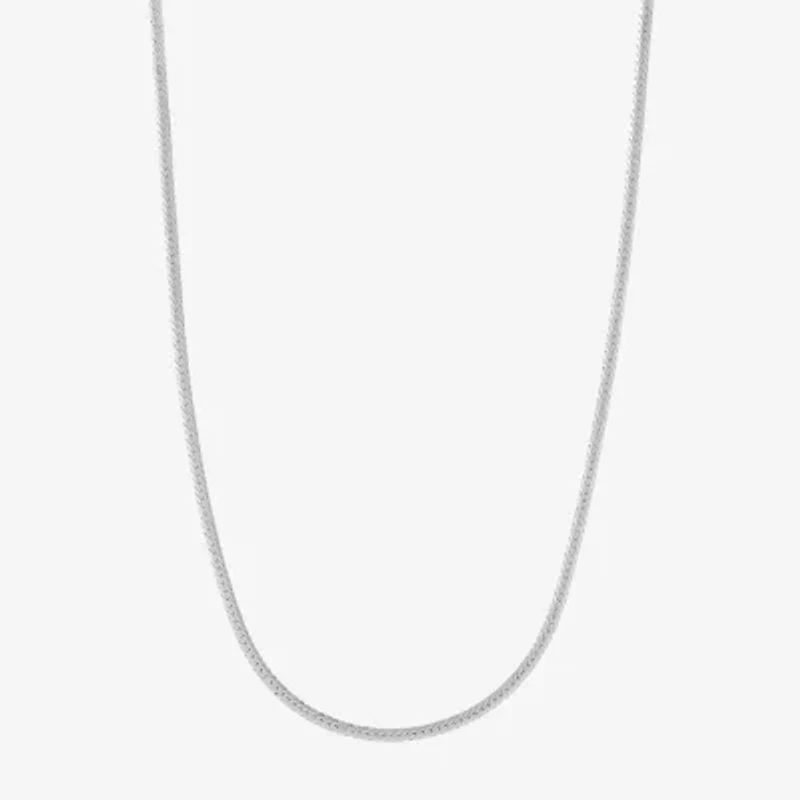 Womens 14K White Gold 18 Inch Herringbone Chain Necklace