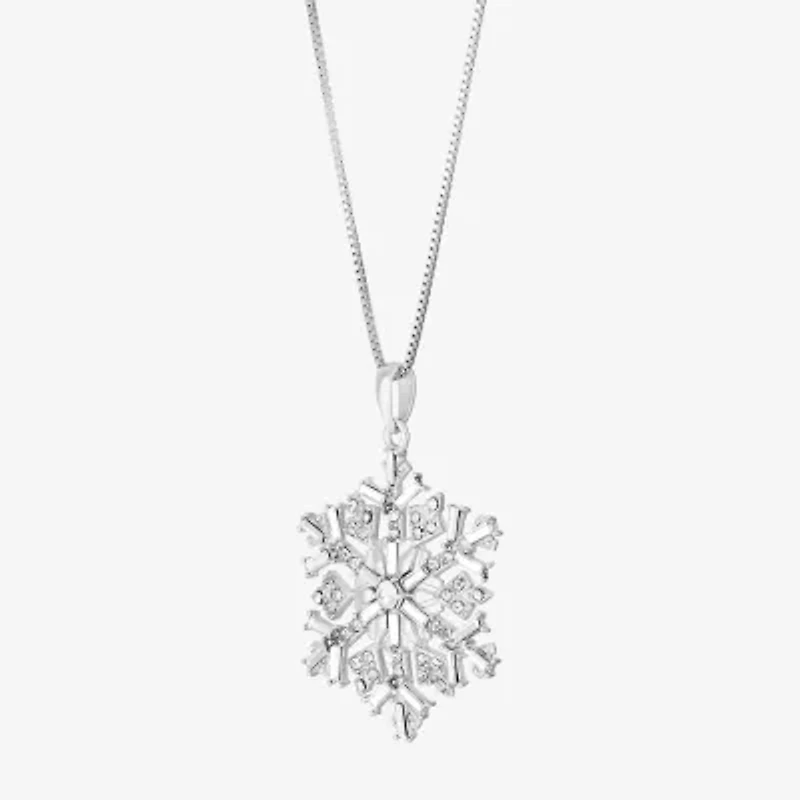 Limited Quantities! Womens Crystal Sterling Silver Snowflake 18 Inch Pendant Necklace