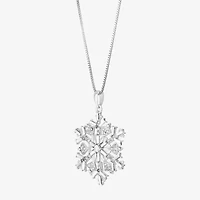 Limited Quantities! Womens Crystal Sterling Silver Snowflake 18 Inch Pendant Necklace