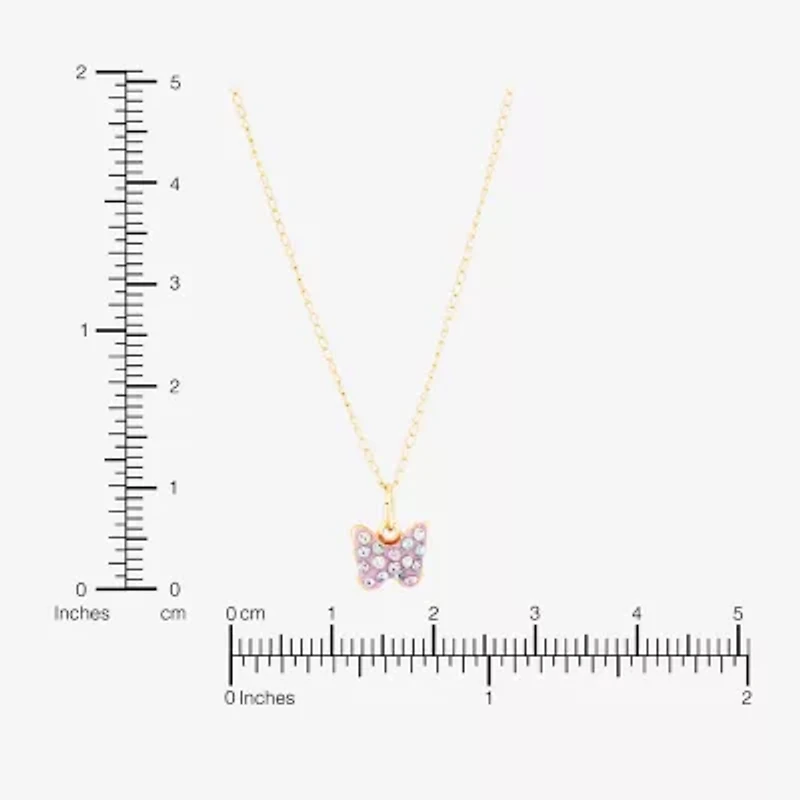 Limited Quantities! Girls Lab Created Multi Color Crystal 14K Gold Butterfly 13 Inch Pendant Necklace