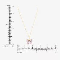 Limited Quantities! Girls Lab Created Multi Color Crystal 14K Gold Butterfly 13 Inch Pendant Necklace