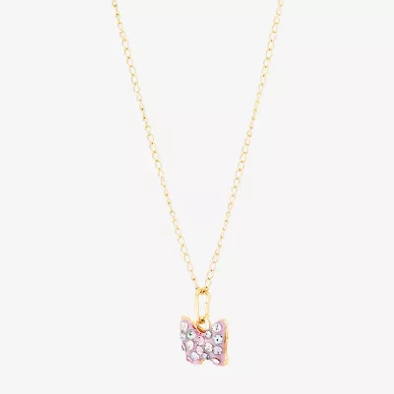 Limited Quantities! Girls Lab Created Multi Color Crystal 14K Gold Butterfly 13 Inch Pendant Necklace